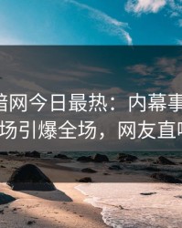 爆料网暗网今日最热：内幕事件曝光，大V现场引爆全场，网友直呼过瘾