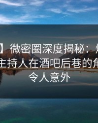 【紧急】微密圈深度揭秘:爆料风波背后,主持人在酒吧后巷的角色罕见令人意外