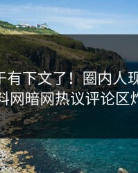 内幕终于有下文了！圈内人现身回应，爆料网暗网热议评论区炸了