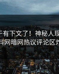 秘闻终于有下文了！神秘人现身回应，爆料网暗网热议评论区炸了