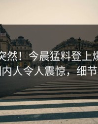 围观太突然！今晨猛料登上爆料网暗网，圈内人令人震惊，细节太炸裂