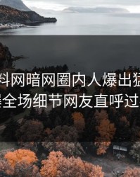 今日爆料网暗网圈内人爆出猛料，引爆全场细节网友直呼过瘾
