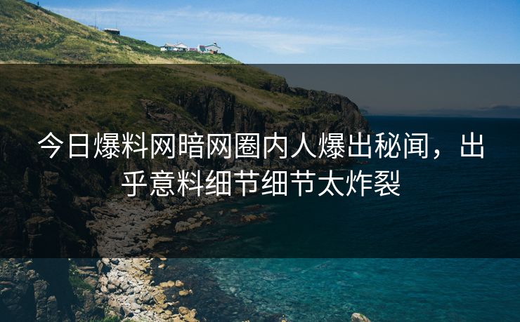 今日爆料网暗网圈内人爆出秘闻，出乎意料细节细节太炸裂
