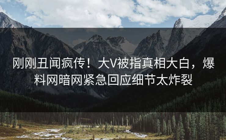 刚刚丑闻疯传！大V被指真相大白，爆料网暗网紧急回应细节太炸裂