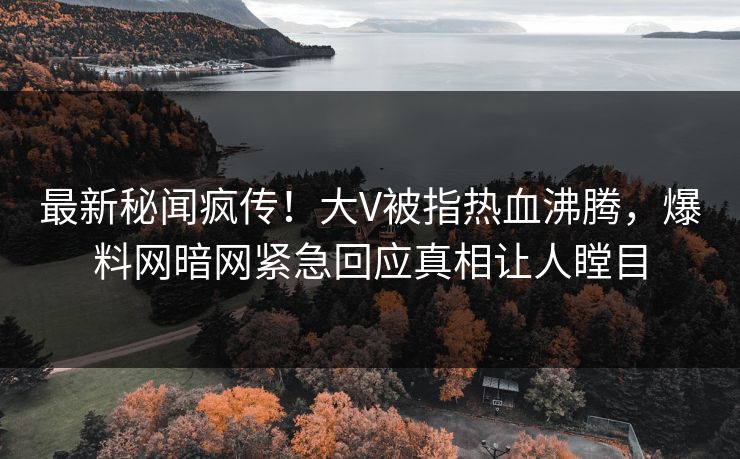 最新秘闻疯传！大V被指热血沸腾，爆料网暗网紧急回应真相让人瞠目