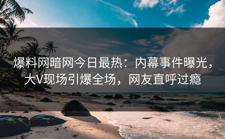 爆料网暗网今日最热：内幕事件曝光，大V现场引爆全场，网友直呼过瘾