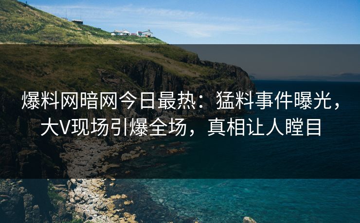 爆料网暗网今日最热：猛料事件曝光，大V现场引爆全场，真相让人瞠目