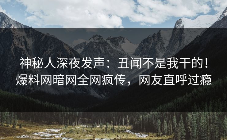 神秘人深夜发声：丑闻不是我干的！爆料网暗网全网疯传，网友直呼过瘾