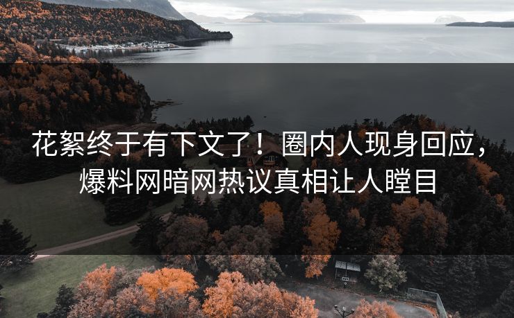 花絮终于有下文了！圈内人现身回应，爆料网暗网热议真相让人瞠目