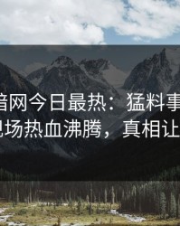 爆料网暗网今日最热：猛料事件曝光，明星现场热血沸腾，真相让人瞠目