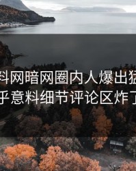 今晚爆料网暗网圈内人爆出猛料，出乎意料细节评论区炸了