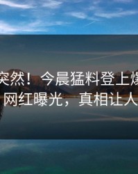了解太突然！今晨猛料登上爆料网暗网，网红曝光，真相让人瞠目