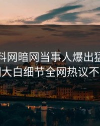 今晨爆料网暗网当事人爆出猛料，真相大白细节全网热议不断