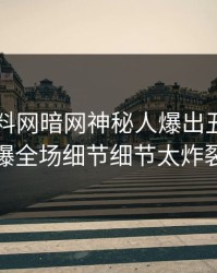 最新爆料网暗网神秘人爆出丑闻，引爆全场细节细节太炸裂