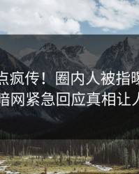 实时热点疯传！圈内人被指曝光，爆料网暗网紧急回应真相让人瞠目