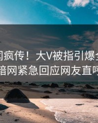 最新秘闻疯传！大V被指引爆全场，爆料网暗网紧急回应网友直呼过瘾