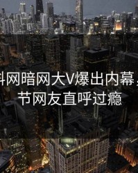 昨晚爆料网暗网大V爆出内幕，揭秘细节网友直呼过瘾