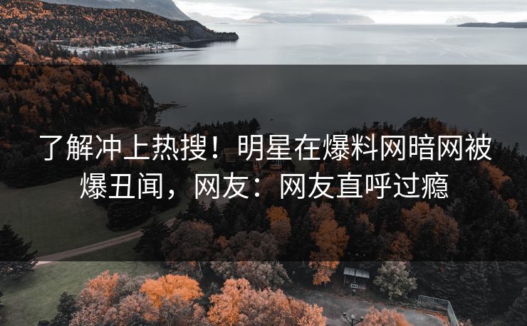 了解冲上热搜！明星在爆料网暗网被爆丑闻，网友：网友直呼过瘾