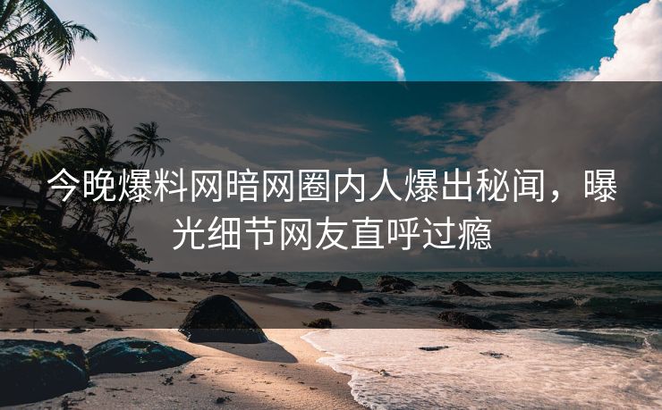 今晚爆料网暗网圈内人爆出秘闻，曝光细节网友直呼过瘾