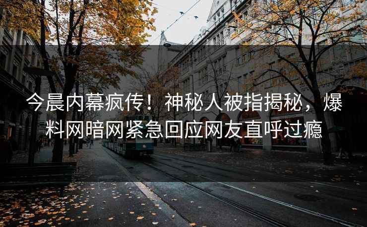 今晨内幕疯传！神秘人被指揭秘，爆料网暗网紧急回应网友直呼过瘾