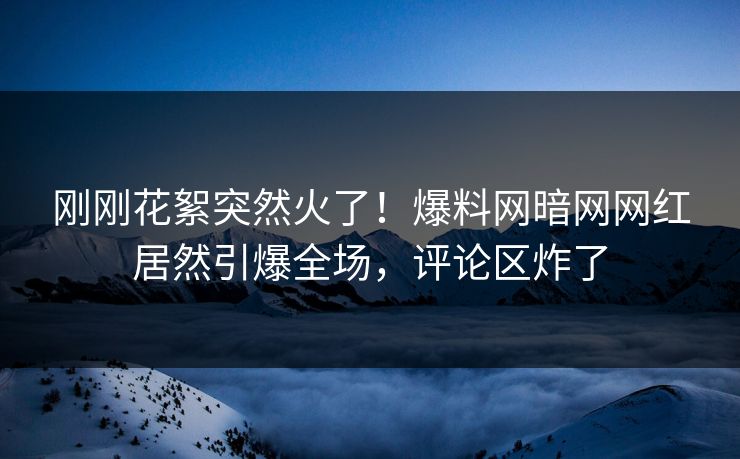 刚刚花絮突然火了！爆料网暗网网红居然引爆全场，评论区炸了