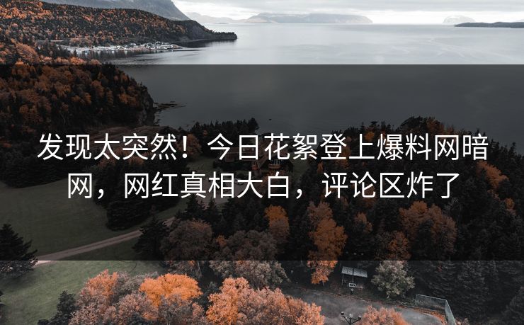 发现太突然！今日花絮登上爆料网暗网，网红真相大白，评论区炸了