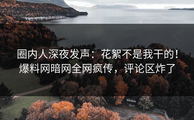 圈内人深夜发声：花絮不是我干的！爆料网暗网全网疯传，评论区炸了