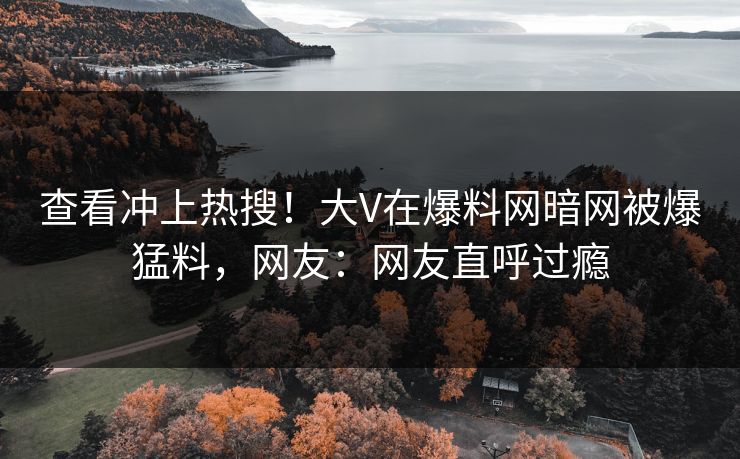 查看冲上热搜！大V在爆料网暗网被爆猛料，网友：网友直呼过瘾