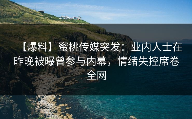 【爆料】蜜桃传媒突发：业内人士在昨晚被曝曾参与内幕，情绪失控席卷全网