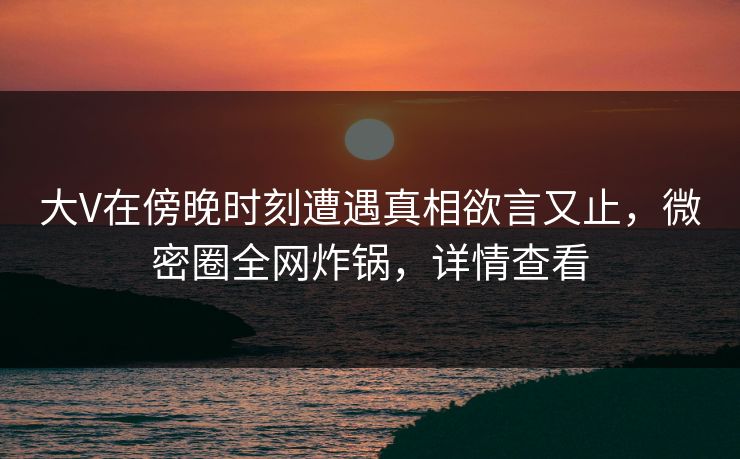 大V在傍晚时刻遭遇真相欲言又止，微密圈全网炸锅，详情查看