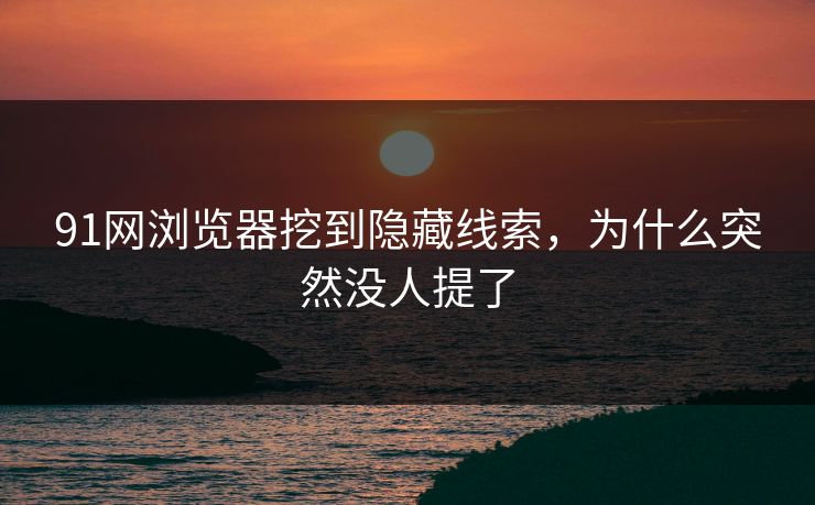 91网浏览器挖到隐藏线索,为什么突然没人提了 91网浏览器挖到隐藏线索,为什么突然没人提了